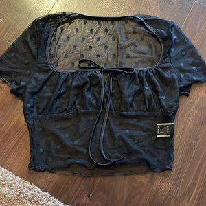 mesh going out black crop top